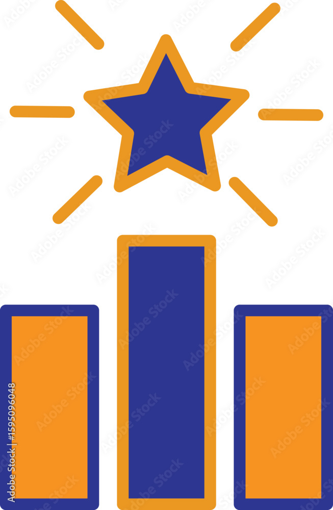 Aufkleber chart with rising star icon showing seo performance uplift or keyword growth with transparent backgr