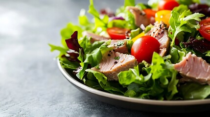 Fresh Tuna Salad with Mixed Greens and Cherry Tomatoes