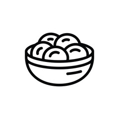 Simple outline icon of a bowl filled with round food items