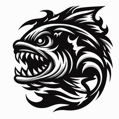 Piranha Fish Illustration Intricate Vector Design of a Symbolic and Detailed Piranhas