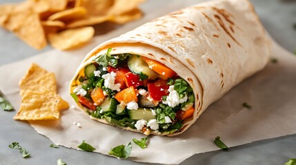 Fresh Vegetable Wrap with Tortilla Chips