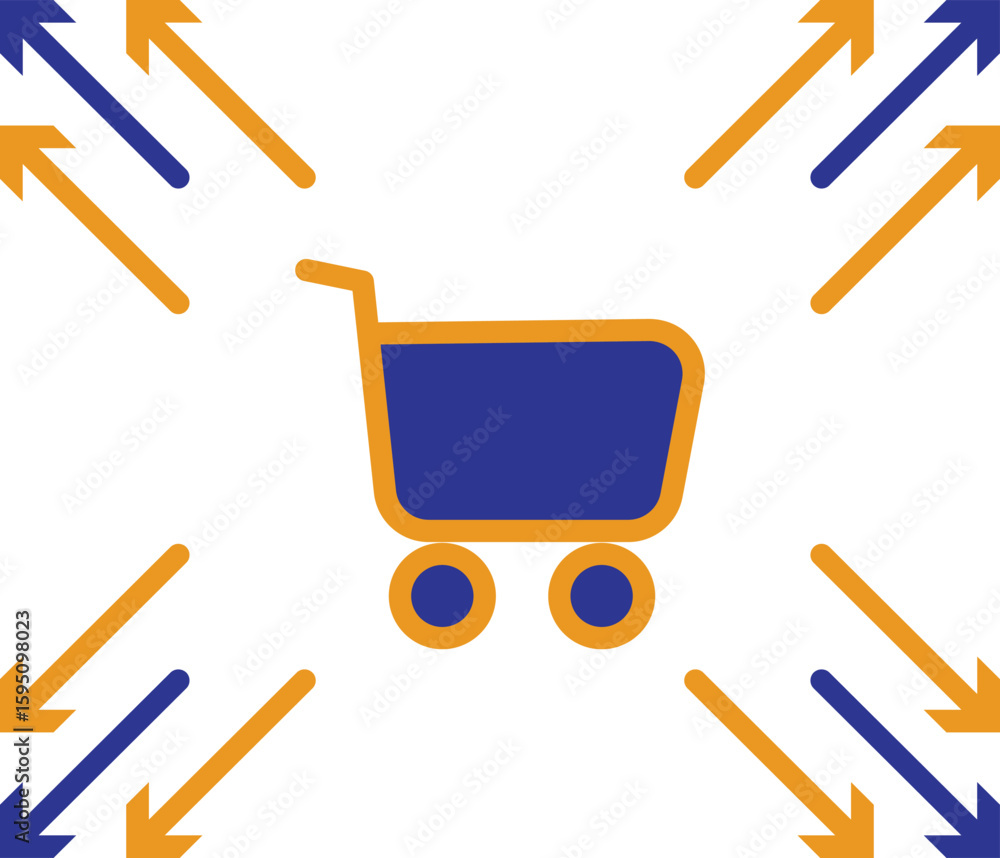 Aufkleber shopping cart with arrows icon representing ecommerce growth, conversion path and sales optimization