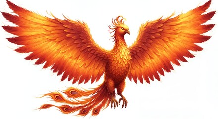 Fototapeta premium Mythological phoenix with outstretched wings