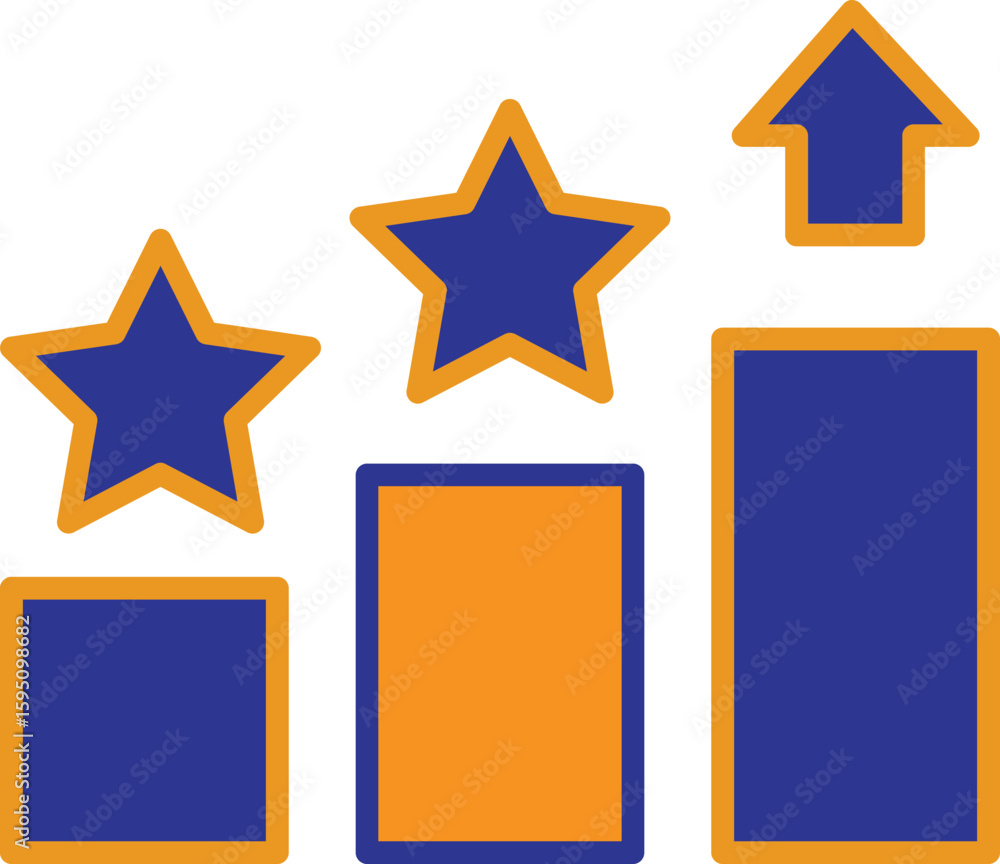 Aufkleber �chart with rising star icon showing seo performance uplift or keyword growth with transparent backg