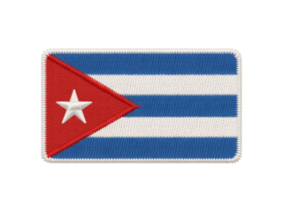 Detailed embroidered patch showcasing the Cuban flag with its iconic red triangle and white star against blue and white stripes, transparent background