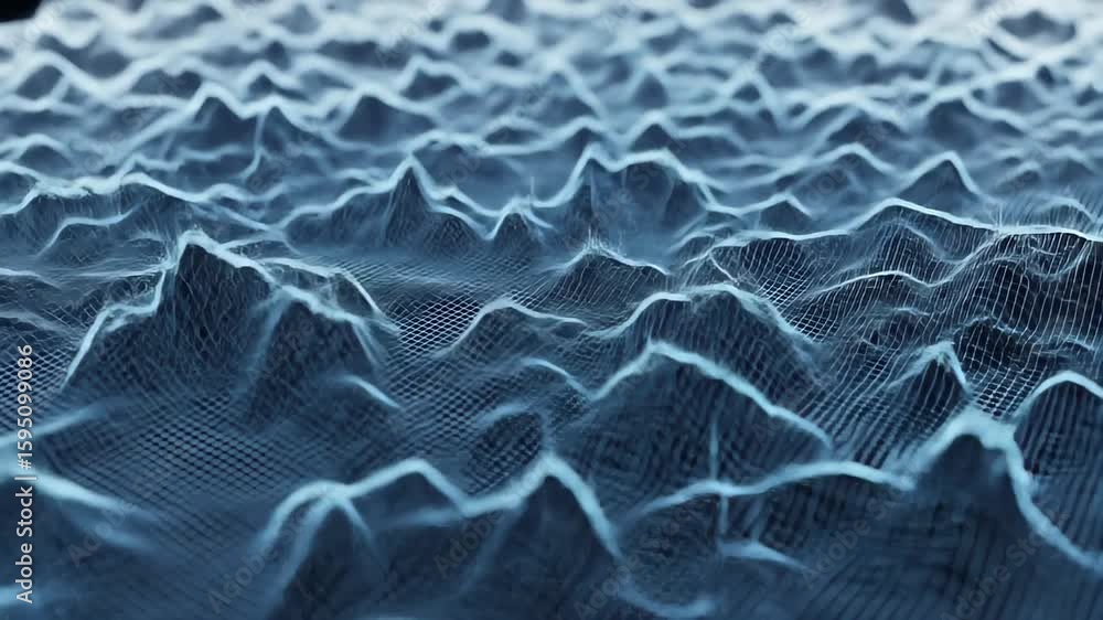 Poster abstract 3d render of a simulated terrain with peaks and valleys in a futuristic style