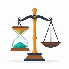 Conceptual illustration portraying the balance between time and justice equilibrium