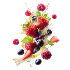 Fresh Berries and Milk Splash