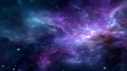 Obraz premium Vibrant Nebula Exploration, a mesmerizing journey through colorful cosmic clouds amidst twinkling stars, showcasing the vastness and beauty of deep outer space in a minimalist setting
