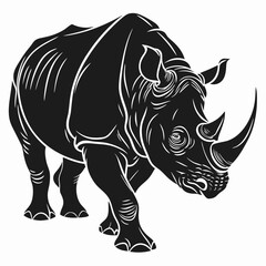 Fototapeta premium A powerful rhino illustration in black and white
