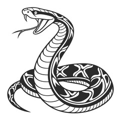 Fototapeta premium Tribal snake illustration with open mouth and fangs