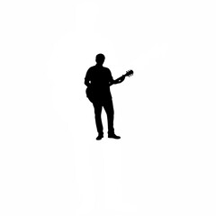 Man Playing Guitar Silhouette on white background