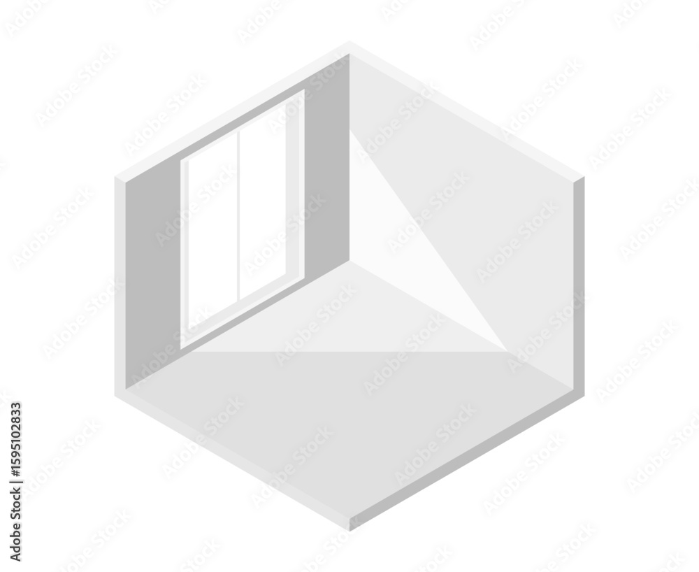 Aufkleber isometric room with window vector for abstract interior design background. minimalist architecture c