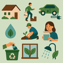 stainability illustration element icon set