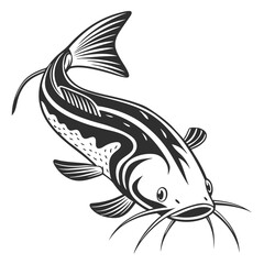Fototapeta premium A stylized catfish illustration isolated on white background