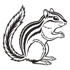 A cute chipmunk with stripes on its back and tail