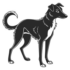 Obraz premium A black and white illustration of a dog standing