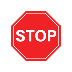 Red stop sign icon with text flat icon vector art