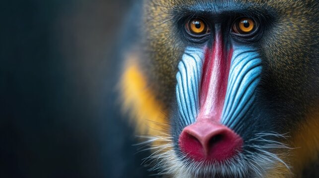 Close-up of mandrill face