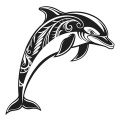 Obraz premium Tribal dolphin with ornate patterns jumping