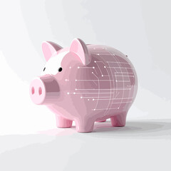 Digital Banking Future: Pink Piggy Bank Symbolizes Modern Financial Technology Integration