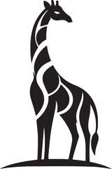 Giraffe silhouette vector with abstract woman figure outline in black style