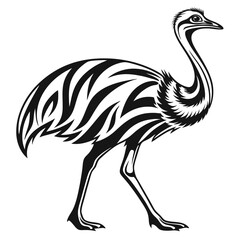Obraz premium Stylized emu bird in profile, walking gracefully