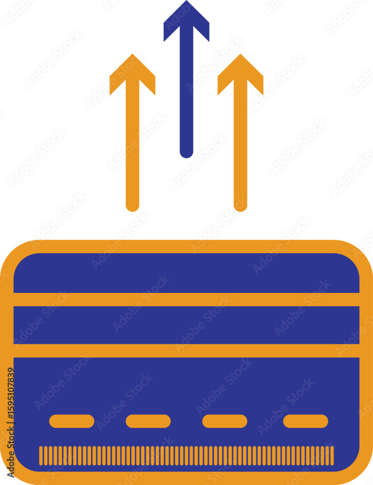 Poster �credit card icon with stats showing payment behavior and purchase analytics for e-commerce seo with