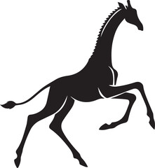 Running black horse silhouette vector illustration on white background