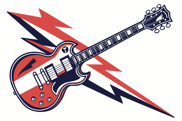 Electric Guitar with Red and Blue Lightning Bolt Design.
