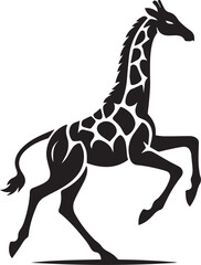 Giraffe and horse silhouette vector illustration of wild animals in black design style