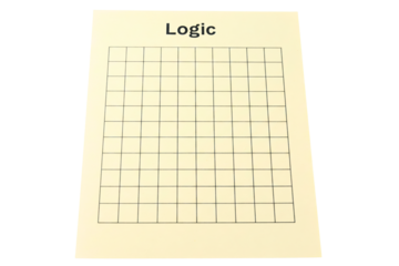 Empty logic puzzle grid on paper for problem solving isolated on a transparent background