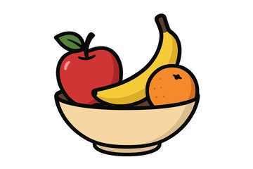 fit bowl with banana perfect colo vector style isolated transparent