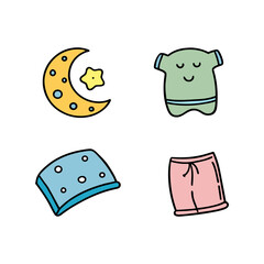 Fototapeta premium Cute cartoon sleepwear and moon illustration for kids
