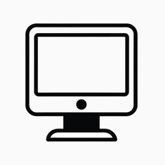 Simple black outline icon of a computer monitor on a white background