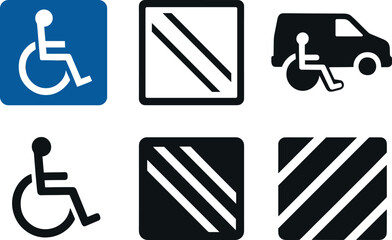 solid icon wheelchair stencil ground icon access aisle marker van accessible logo standard ADA symbol surface marking isolated