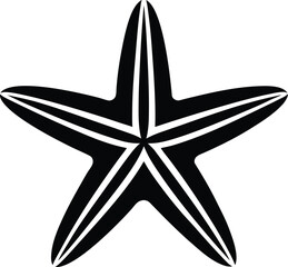 Starfish silhouette, sea creature illustration, minimal marine vector, ocean animal outline