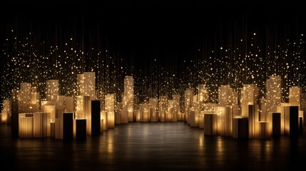 Cityscape of glowing blocks