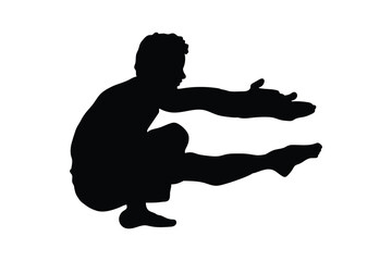 Pistol squat exercise silhouette vector art illustration isolated on white background.