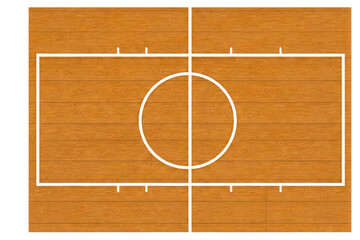 Fototapeta premium Top-down view of wooden indoor sports court isolated on a transparent background