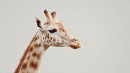 Naklejka premium Giraffe head profile on neutral background