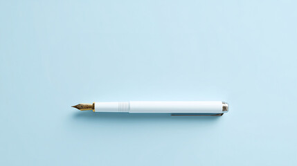 Obraz premium White fountain pen on light blue background