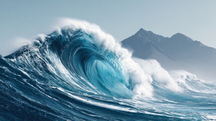 Powerful ocean wave crashing