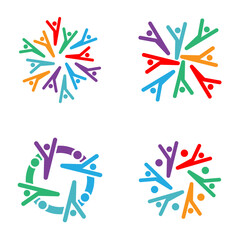 People Icon Unity Community Logo Vector Template Vector