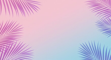Palm Leaf Illustration on Pastel Gradient Background