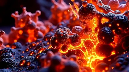 angstrom brilliant blossom of fractal-inspired particle resemble swimming lava with glowing vena inflate and press gracefully, roam mesmeric overshadow along an spotless minimal background,