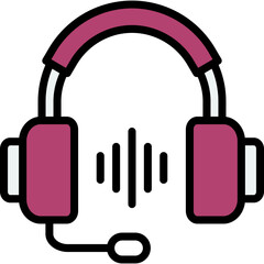 earphone with sound wave icon