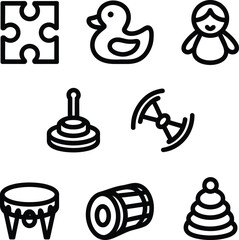 Collection of Simple Line Art Baby and Toddler Toys