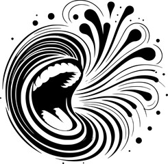 Obraz premium Abstract vector illustration of laughter, using dynamic curved lines and bright, expanding shapes radiating outward, playful energy, minimalist style in bold black and white.