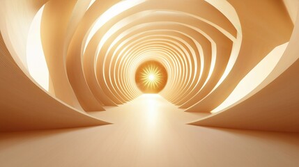 Fototapeta premium Abstract Golden Tunnel Leading to Light